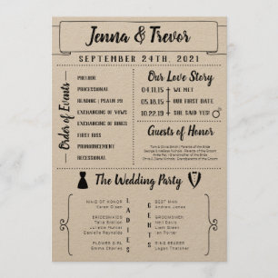Rustic Wedding Program With Icons