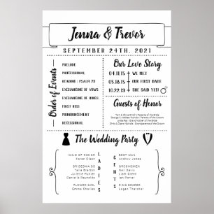Rustic Wedding Program With Icons Poster