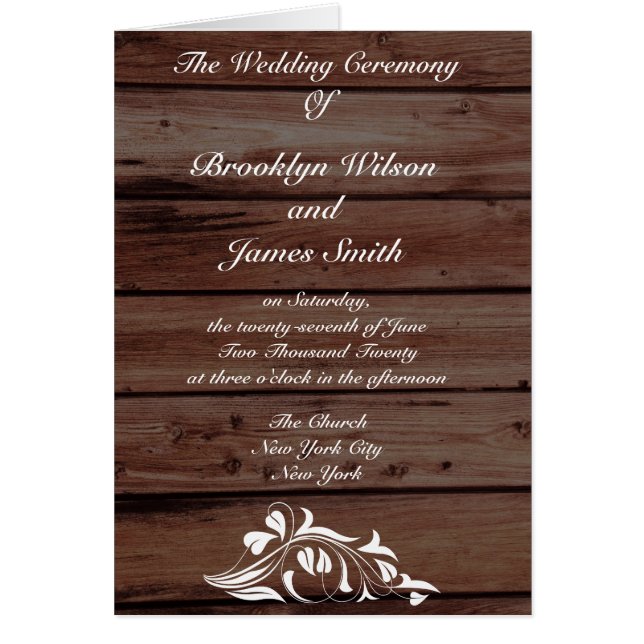 Rustic Wedding Programs With Flower Decor (Front)
