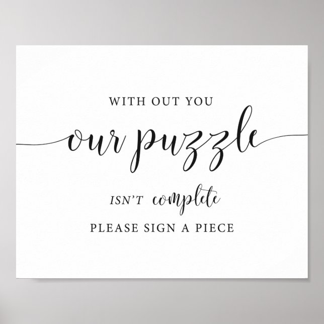 Rustic Wedding Puzzle Guest Book Sign (Front)