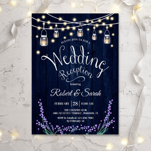 Rustic Wedding Reception - Blue Wood Lavender Invitation