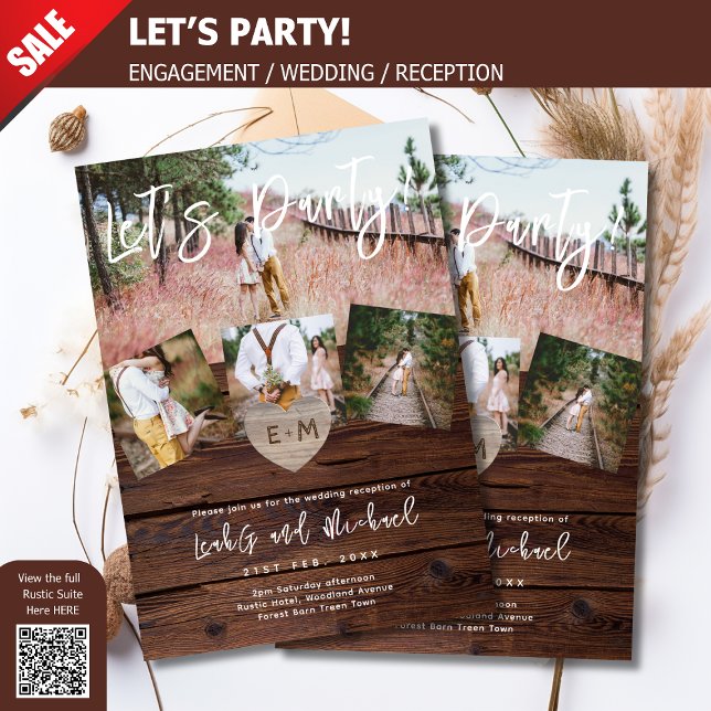 RUSTIC WEDDING RECEPTION PARTY REHEARSAL PHOTO INVITATION (Creator Uploaded)