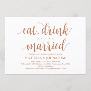 Rustic Wedding Rehearsal Dinner, Copper Colour Invitation