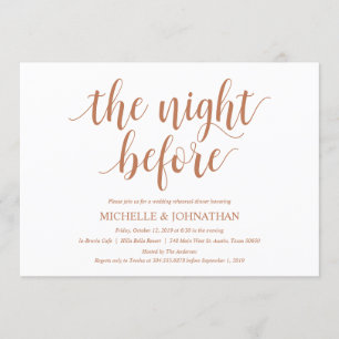 Rustic Wedding Rehearsal Dinner, Copper Colour Invitation