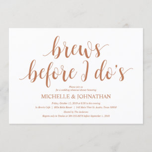 Rustic Wedding Rehearsal Dinner, Modern Copper Invitation
