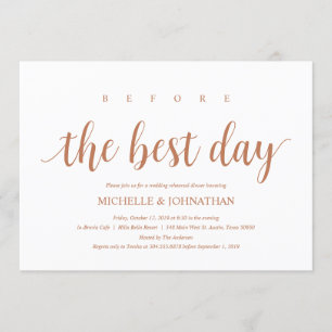 Rustic Wedding Rehearsal Dinner, Modern Copper Invitation