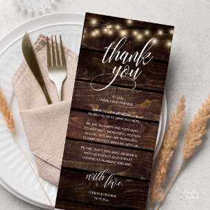 Rustic Wedding Rehearsal Dinner Thank You Card