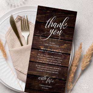Rustic Wedding Rehearsal Dinner Thank You Card