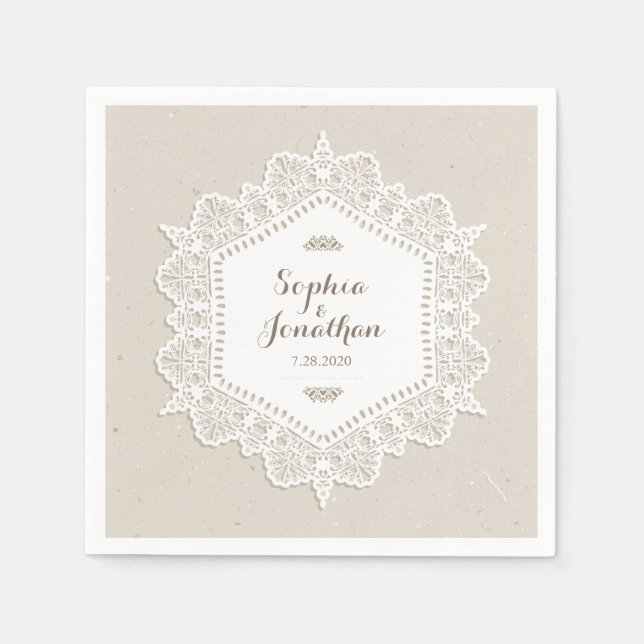 Rustic Wedding Romantic Vintage Lace Doily Napkin (Front)