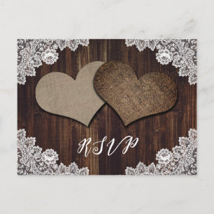 Rustic Wedding RSVP Postcard Meal Choice
