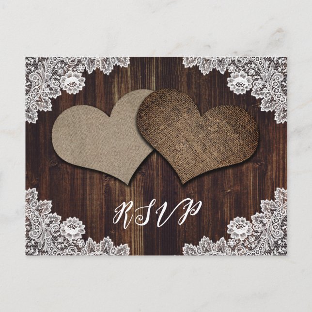 Rustic Wedding RSVP Postcard Meal Choice (Front)