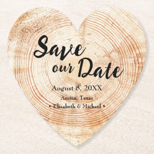 Rustic Wedding Save our date Print Wood grain  Paper Coaster