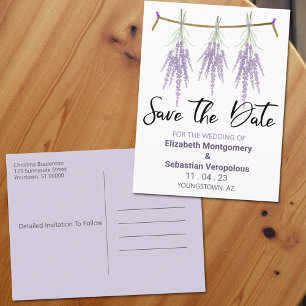 Rustic Wedding  Save The Date Dry Lavender Bundles Announcement Postcard