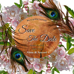 Rustic Wedding Save the date natural wood design  Invitation