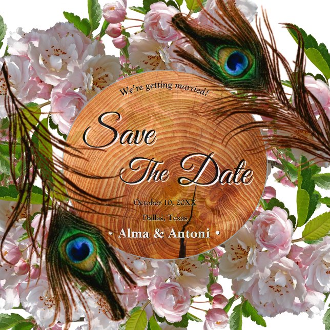 Rustic Wedding Save the date natural wood design  Invitation (Creator Uploaded)
