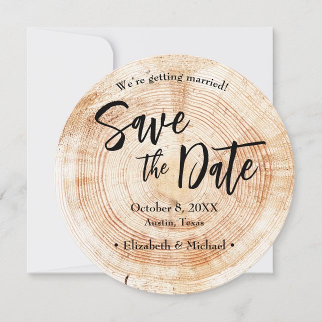 Rustic Wedding Save the date photo QR code website Invitation (Front)