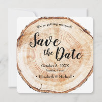 Rustic Wedding Save the date photo Wood Grain Invi
