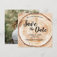 Rustic Wedding Save the date photo Wood Grain