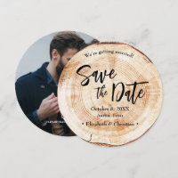 Rustic Wedding Save the date photo Wood Grain