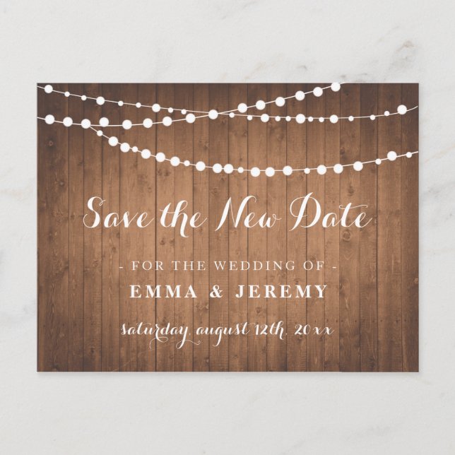 Rustic Wedding Save the new date Postcard (Front)