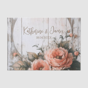 Rustic Wedding Sign with Custom Names and Date Tissue Paper