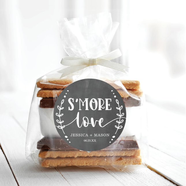 Rustic Wedding S'more Love Favour Classic Round St Classic Round Sticker (Creator Uploaded)