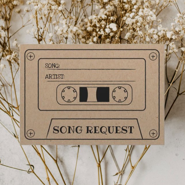 Rustic Wedding Song Request Cassette Kraft RSVP Card (Creator Uploaded)