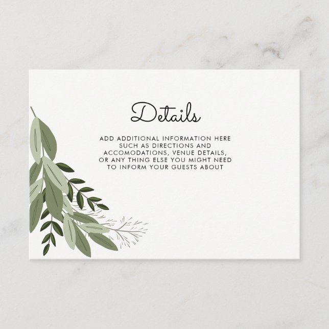 Rustic Wedding Sprigs details card (Front)