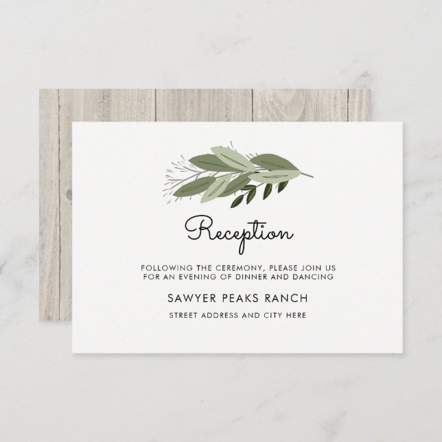 Rustic Wedding Sprigs Reception Card (Front/Back)