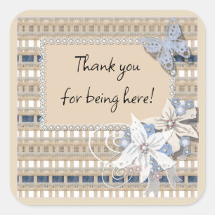 Rustic  , wedding square sticker