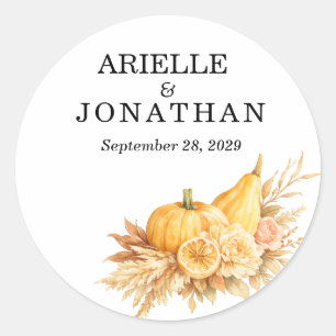 Rustic Wedding Sticker Pumpkin Floral Autumn