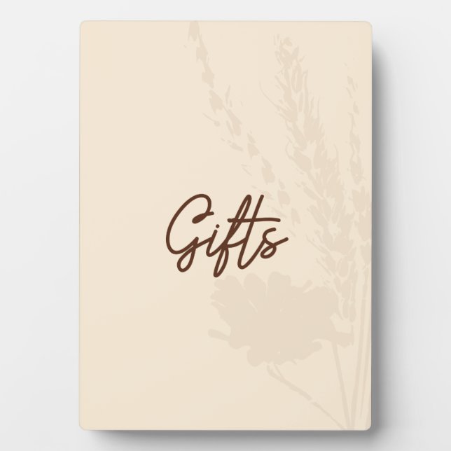 Rustic Wedding Table Card Gifts - Wheat Detail Plaque (Front)