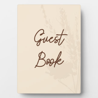 Rustic Wedding Table Card Guest Book  Wheat Detail Plaque