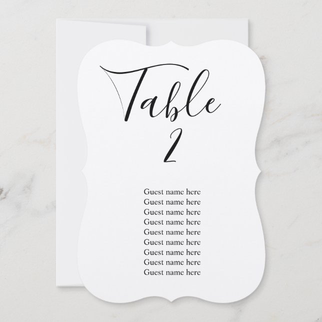Rustic wedding table number card with guest names (Back)
