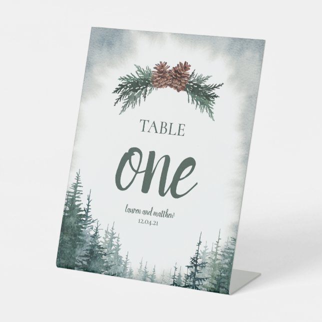 Rustic Wedding Table Number Pedestal Sign (Front)