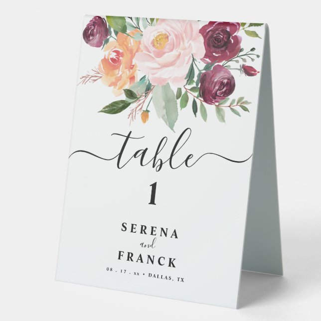 Rustic Wedding Table Tent Sign Double Sided (Front)