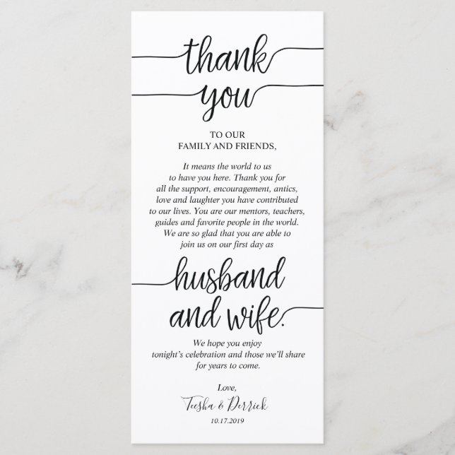 Rustic Wedding Thank you Place Setting Card (Front)