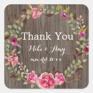 Rustic Wedding Thank You Sticker Floral Wedding