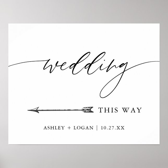Rustic Wedding This Way Directional Arrow Sign (Front)