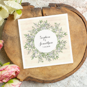 Rustic Wedding Vintage Floral Botanical Wreath Napkin