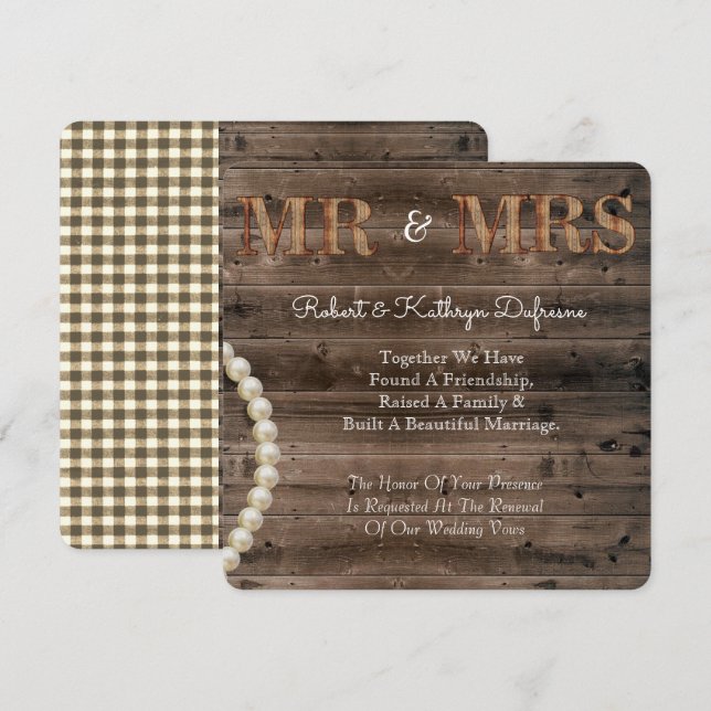 Rustic Wedding Vow Renewal Invitation (Front/Back)