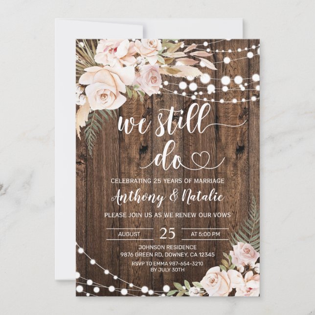 Rustic Wedding We Still Do Vow Renewal Invitation (Front)