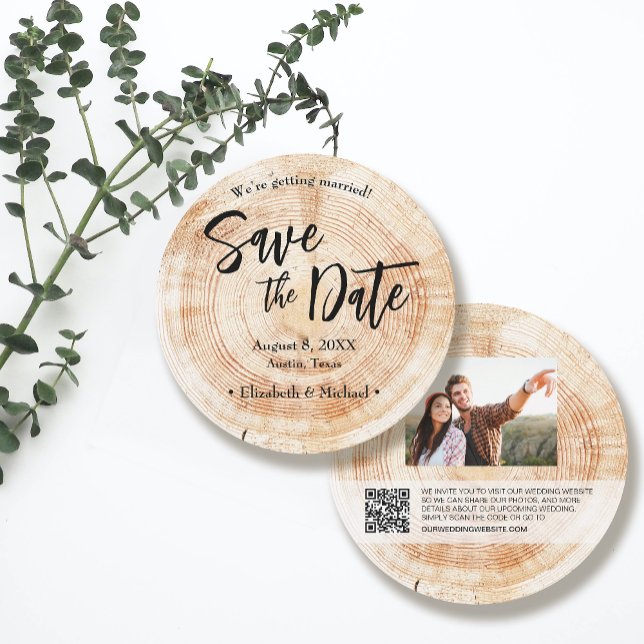 Rustic Wedding Website QR Code Custom Photo Invitation (Creator Uploaded)