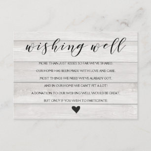 Rustic Wedding white wood Wishing well insert card