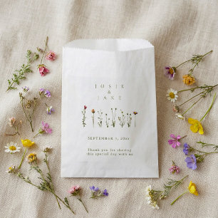 Rustic wedding wildflowers favour bags