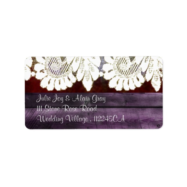 rustic wedding with wood and lace label (Front)