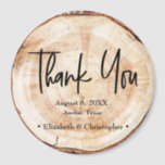 Rustic Wedding Wood Cut Thank you Script Magnet<br><div class="desc">This charming Rustic Wedding Wood Cut Script Thank You, Magnet Favour, is the perfect way to show your guests your appreciation. Each has a printed woodcut background with a beautiful script font, creating a truly unique item that your guests will cherish forever. The strong magnet backing ensures the favour will...</div>