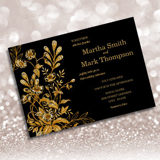 Rustic Wedding Wood Floral  Invitation
