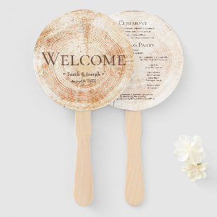 Rustic Wedding Wood Grain Bridal party Hand Fan