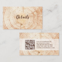 Rustic Wedding Wood Grain Details QR code Custom